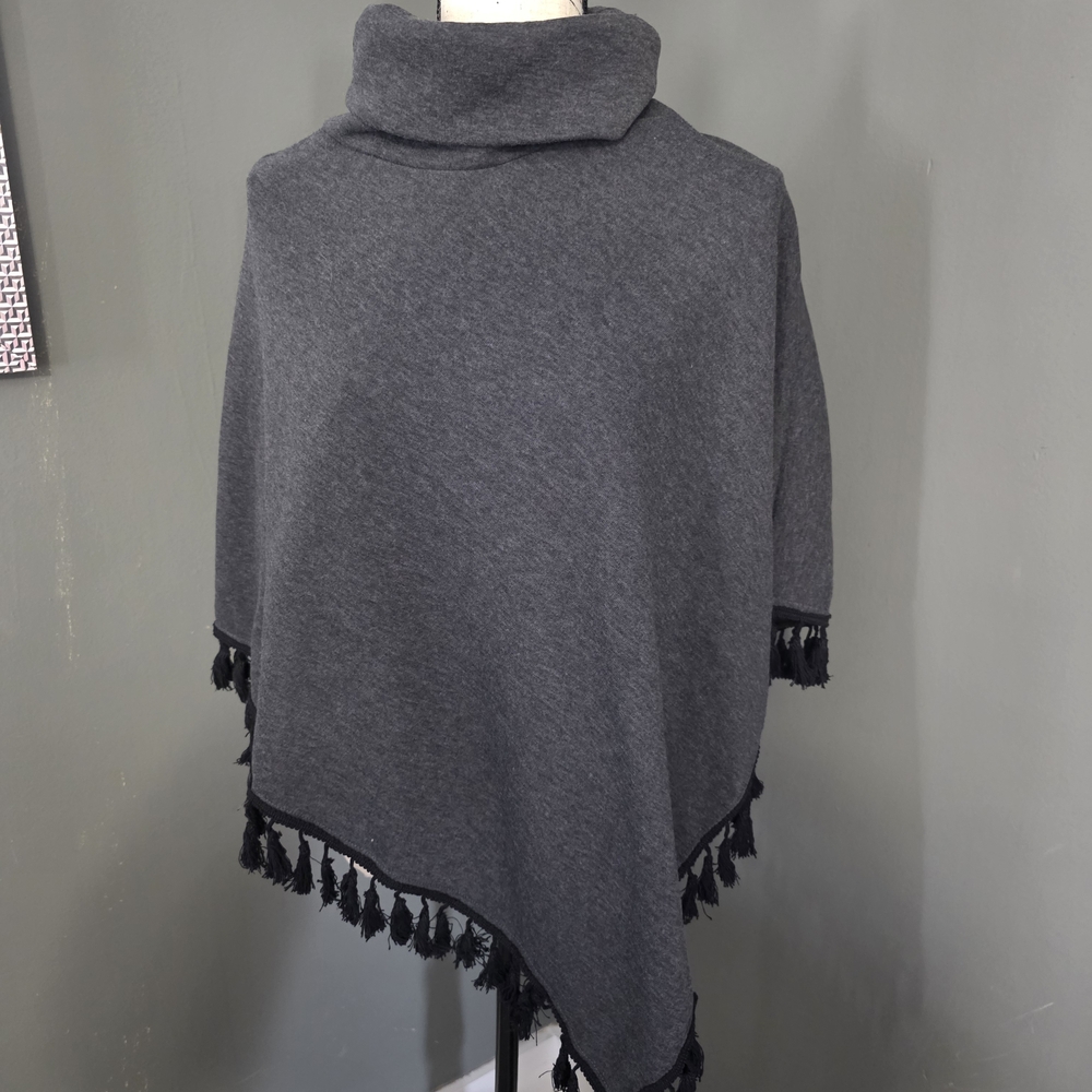 Love Charcoal Cowl Neck Poncho